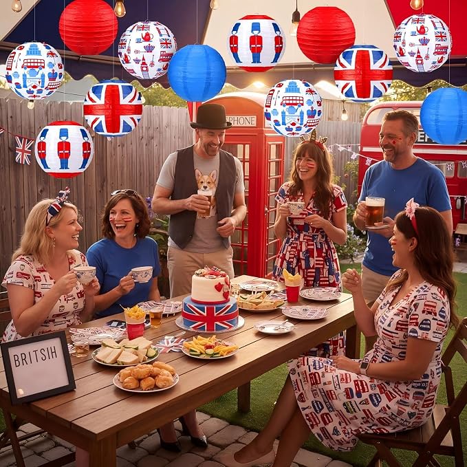 Panelee 12 Pcs British Party Decoration Britain UK England Flag Theme Hanging - Image 5