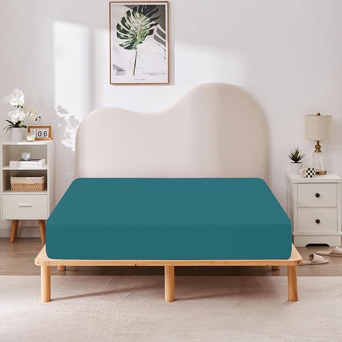 HBHLFZ Twin Fitted Sheet Only, Soft Breathable Bottom Sheet - Image 6