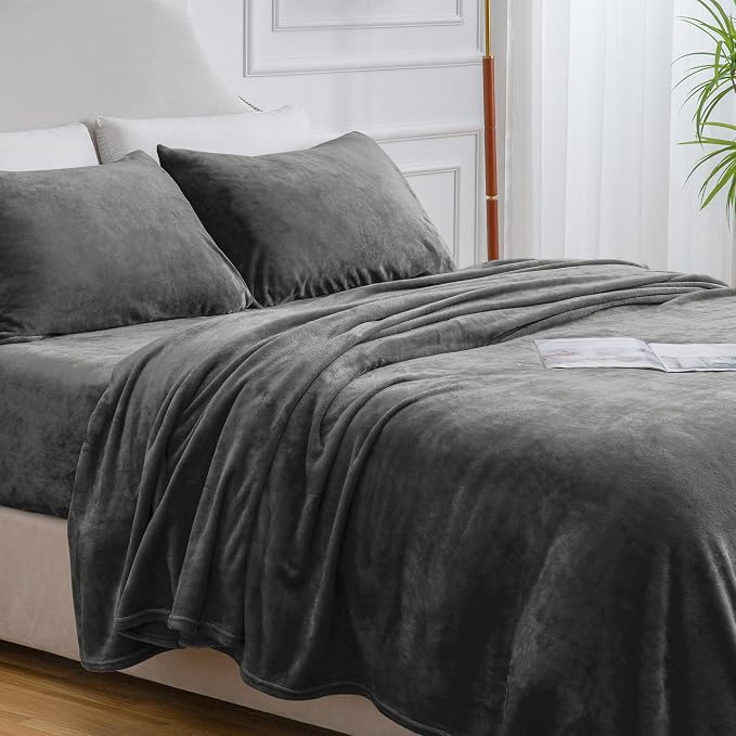 BEDELITE Flannel Sheets Queen Size Dark Grey - Image 9