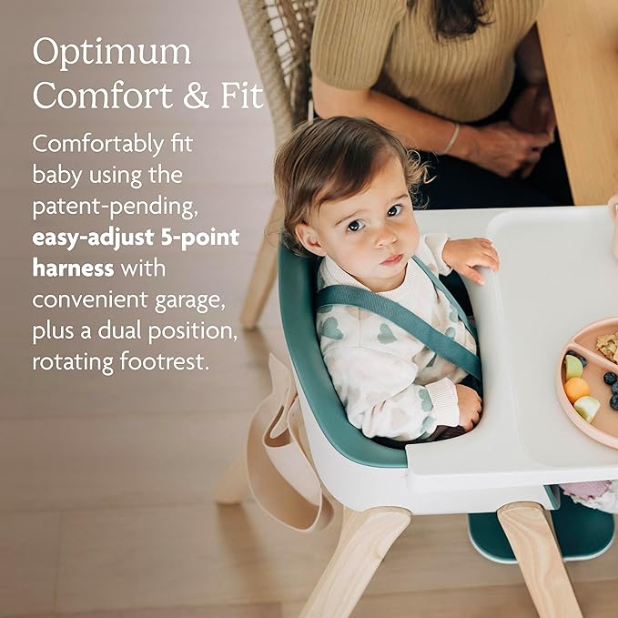 UPPAbaby Ciro High Chair/Sleek, Easy-to-Clean Design/Perfect-Fit Tray to Bring Baby to Table/Patent-Pending Harness/Dual-Position, 180-Degree Rotating Footrest/Jake (Charcoal/Rubberwood)