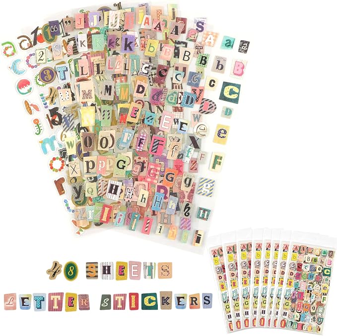 48 Sheets Vintage Letter Stickers by Etyishe