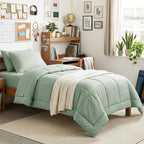 CozyLux Twin XL Comforter Set Sage Green, 5 Pieces Twin Extra Long Bed in a Bag by CozyLux