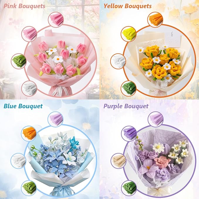 Cwczhi 3600 PCS Pipe Cleaner Flower Kit, 52 Colors Pipe Cleaners Craft | - Image 4