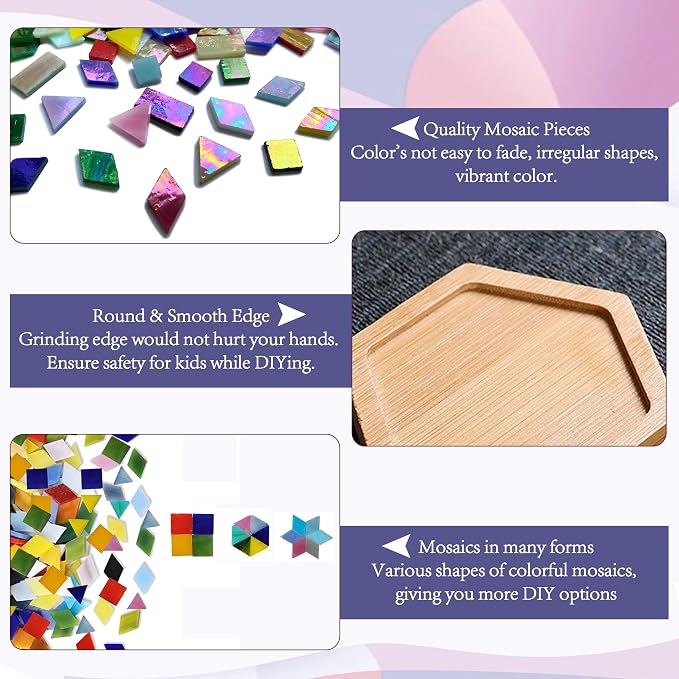 DIY Mosaic Tiles Crafts Kits for Adults, Mixed Stained Glass Mosaic Kit - Image 7