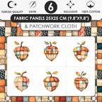 Patchwork Acorn Cotton Fabric Panel – 6 Designs + Bonus Sheet 29.5×19.6 inch - Image 3
