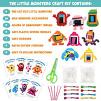 CiyvoLyeen Kids Sewing Kit Crafts – Little Monsters Felt Plush DIY Craft Adopt - Image 3