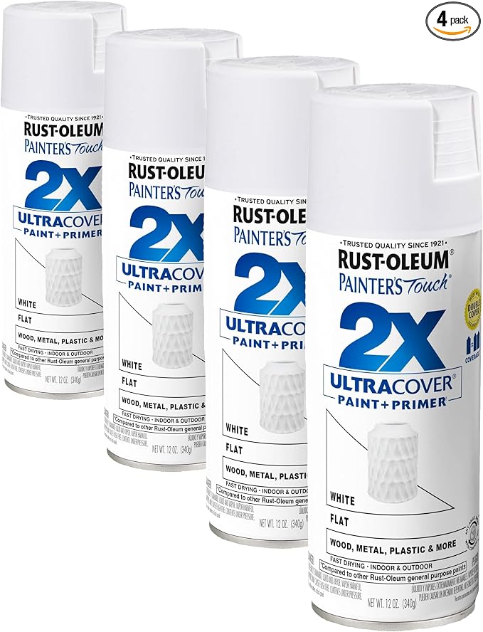 Rust-Oleum 334021 Painter's Touch 2X Ultra Cover Spray Paint, 12 oz, Flat White by Rust-Oleum