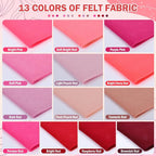 XSEINO 13 Rolls 8"x35" 1.4mm Thick Soft Felt Fabric Sheet 13 Assorted Red - Image 2