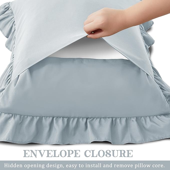 KKJIAF Ruffle Pillow Cases King Size Set of 2, Ruffled Pillow Covers - Image 5