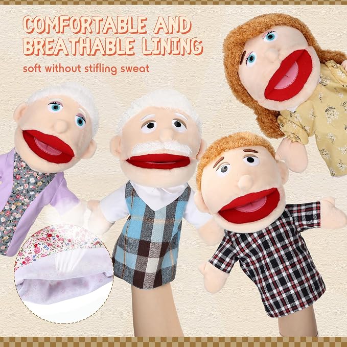 Lenwen 6 Pcs Family Hand Puppet Set Family Members Puppets - Image 3