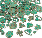 52Pcs Antique Turquoise Green Charms 13 Tibetan Style Alloy Vintage Pendants - Image 7