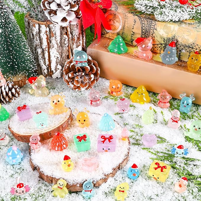 DIYDEC 40PCS Mini Christmas Luminous Figurines 40 Styles Christmas Resin - Image 4