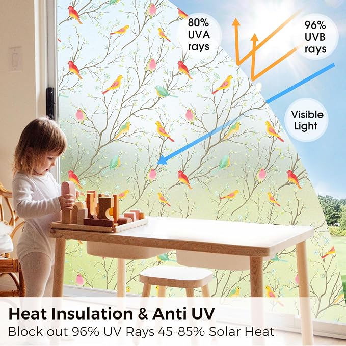 Coavas Stained Glass Window Film, Decorative Frosted Glass Window Privacy Film - Image 2