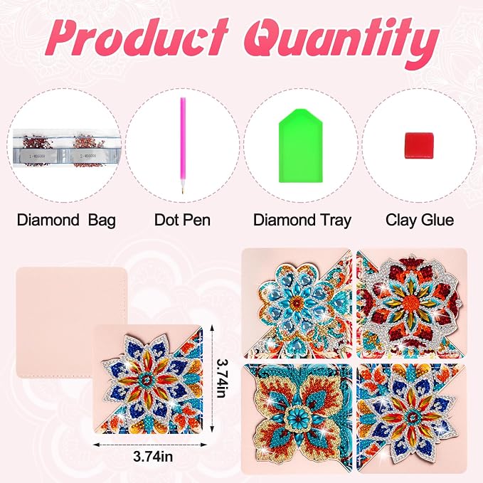 WIVICO 4Pcs Diamond Painting Bookmarks, Diamond Pearl Art Kits - Image 4