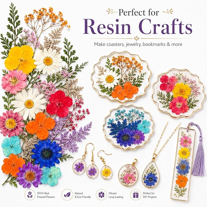 155 pcs Dried Flowers for Resin, Natural Flowers and Leaves Kit - Image 6