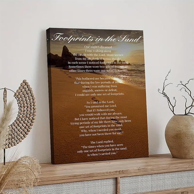 Footprints on The Beach Inspirational Poems Inspirational Quotes Poster Art - Image 4