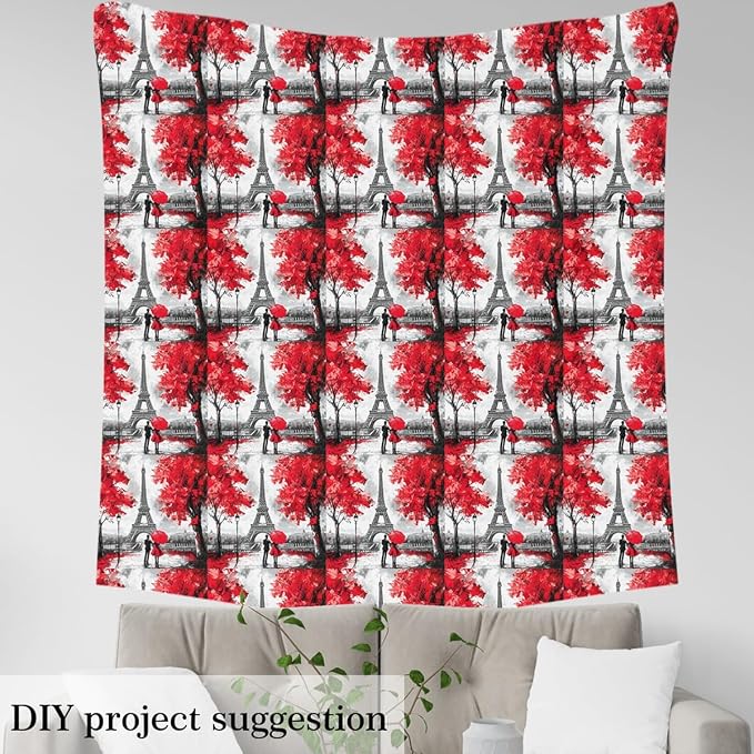 Erosebridal Eiffel Tower Flannel Fabric by The Yard Couple Valentine Soft Not - Image 3