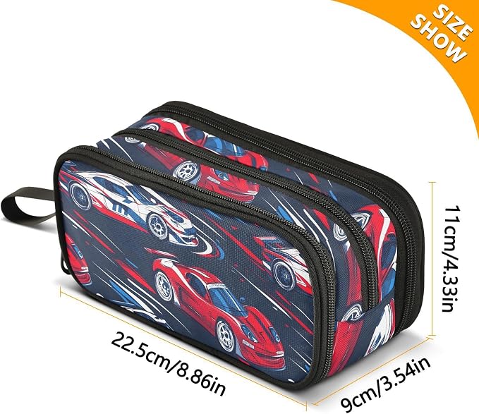Sports Racing Cars Pencil Case Box Boys Girls Large Pencil Pouch Zipper - Image 7