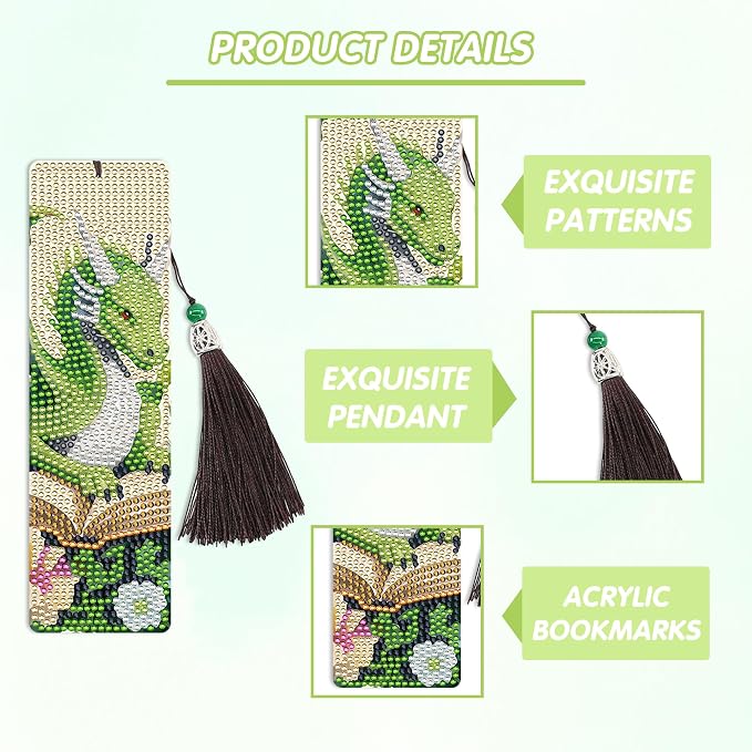 8 Pcs Dragon Sword Diamond Art Bookmarks Kit, Fantasy Diamond Painting Book - Image 4