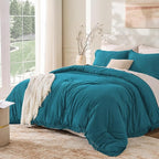 Andency Turquoise Comforter Set Queen, 3 Pieces Boho Teal Tassel Lightweight by Andency