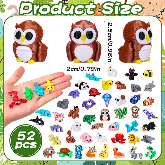 ywevyezc 52 Pcs 3D Printed Animals Set, Flexible Articulated Mini Sea Animal - Image 2