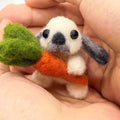 DIY Needle Felting Kit Cute Gray Lop-Eared Bunny Holding Carrot – Needle by FaceNFace