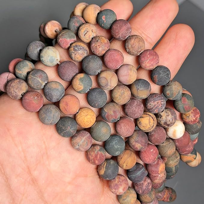 6mm Matte Picasso Jasper Bead, 15-Inch Matte Round Loose Stone Beads - Image 8
