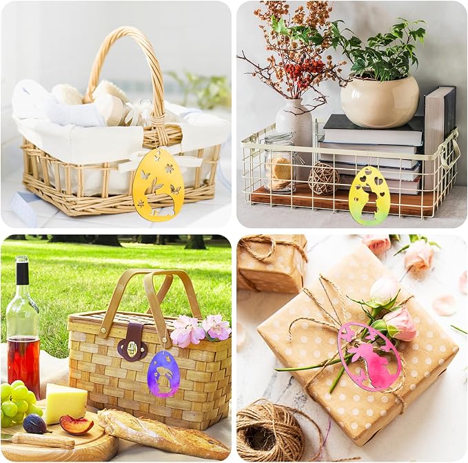 36PCS Wooden Easter Ornaments to Paint, 6 Styles DIY Blank Unfinished Wood Egg - Image 6