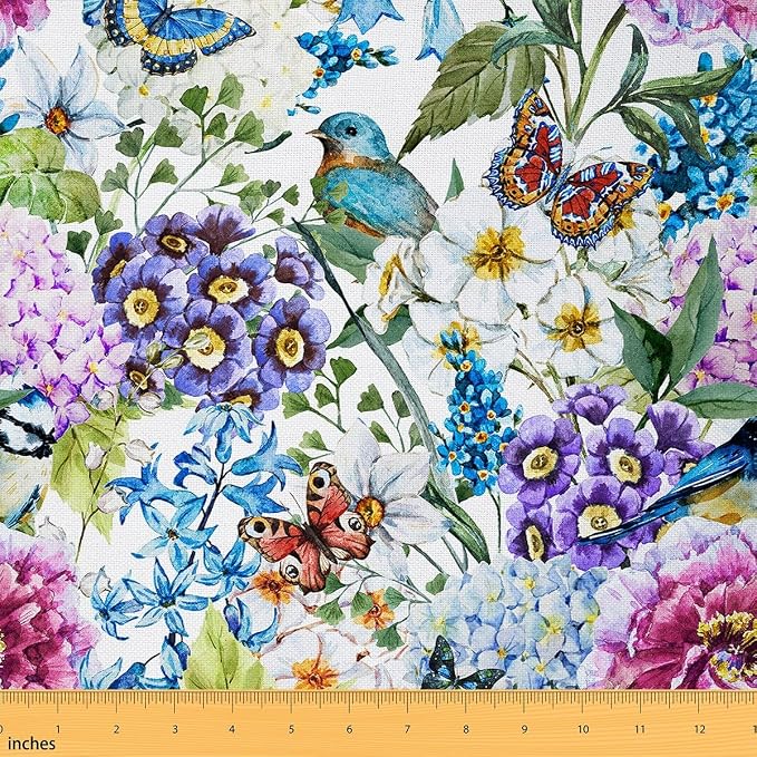 Castle Fairy Spring Flowers Fabric, 10 Yards, Polyester/100%, Floral Pattern by CastleFairy