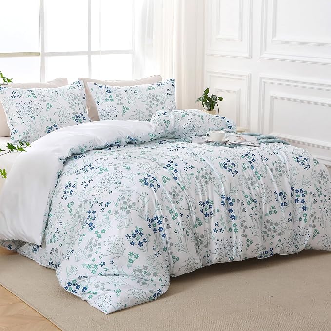 MUXHOMO Duvet Cover Queen Size, Reversible Floral Vintage Duvet Cover Set - Image 3