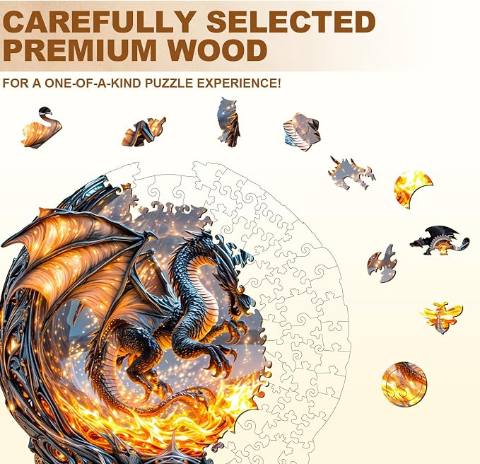 Magic Ball Fire Dragon Puzzles Adults Gifts Wooden 95 Pieces 8.5 * 7.8in - Image 3