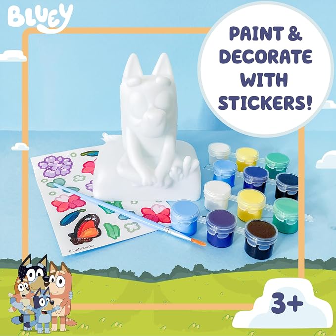 Bluey Paint Your Own Piggy Bank, Includes 6 Paints, Vinyl Stickers, Craft - Image 4