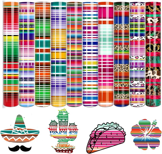 Tintnut Mexican Serape Heat Transfer Vinyl, easy cut & weed, stretch washable by Tintnut