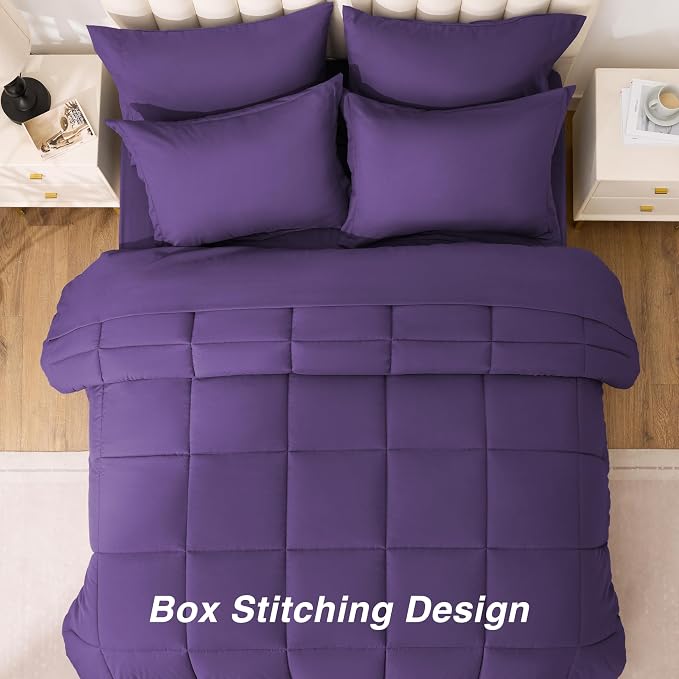 Love's cabin Twin XL Comforter Set Dark Purple, 5 Pieces Twin XL Bed in a Bag - Image 4
