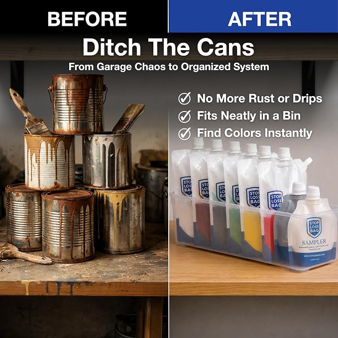 8 Reusable Paint Storage Bags 1L Leftover Paint Containers, Funnel and Clip | - Image 3