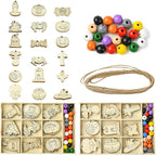 54 pcs Mixed Styles Halloween Theme Unfinished Wood Cutout Charms Cross Spider by Gythara