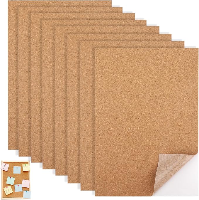 8 PCS Self Adhesive Cork Sheets, 11.8 x 8.3 Inch 1mm Thick Cork Backing Sheets by Unknown