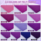 XSEINO 13 Rolls 8"x35" 1.4mm Thick Soft Felt Fabric Sheet 13 Assorted Purple - Image 2