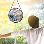DASTOLL Stained Glass Window Hanging, Sunrise Waves Sun Catchers Diamond Glass - Image 3