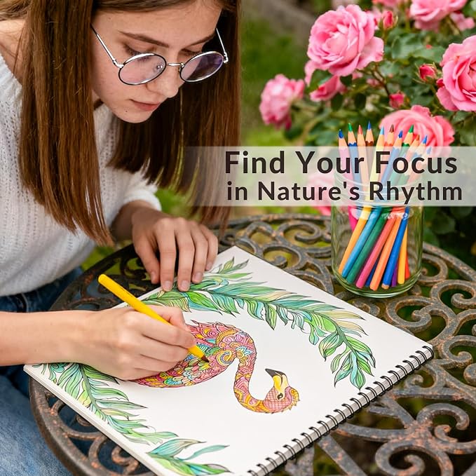 FUNLAVIE Adult Coloring Book – Mandala Animal Designs, Spiral Bound Premium - Image 9