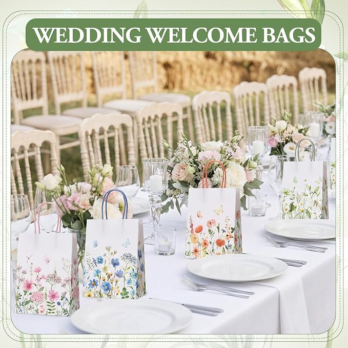 Gaillty 48 Pcs Wildflower Paper Gift Bags 6 Styles, Floral Goodie Bags - Image 5