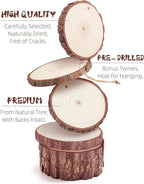 Wood Slices with Hole, Unfinished Wooden Circles - Image 3