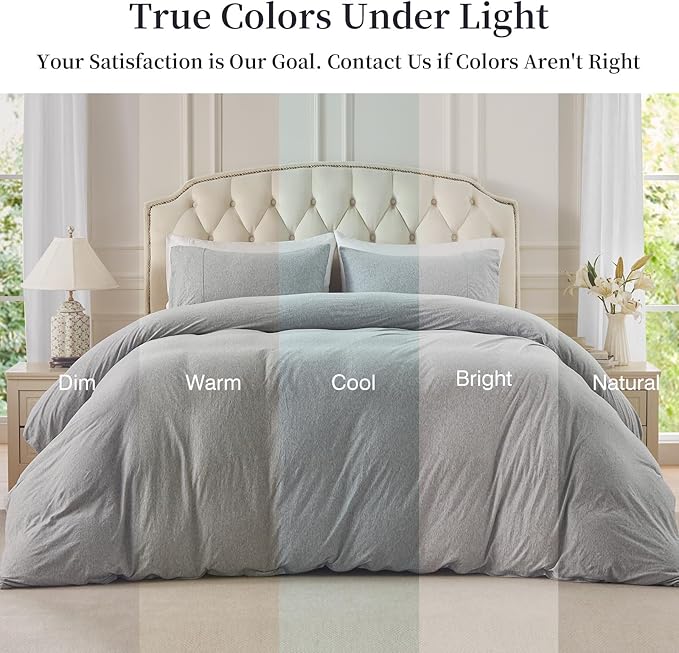 PURE ERA Jersey Knit Duvet Cover Set 100% T-Shirt Cotton Super Soft Comfy 2pc - Image 5