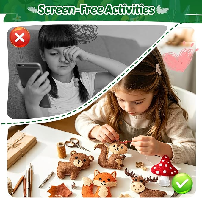 CiyvoLyeen Woodland Animals Craft Kit Kids DIY Crafting and Sewing Set Woodland - Image 4