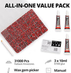 31000Pcs Red Rhinestones for Bedazzling, Siam Mix Sizes 2, 6mm Flatback Gems - Image 2