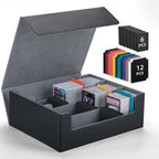 Trading Card Storage Box with 12 Dividers and 6 Foam Stoppers, Large Capacity by Unknown