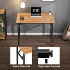 Need Small Folding Computer Desk, 31.5 Inch Writing Table, Teak & Black | - Image 7