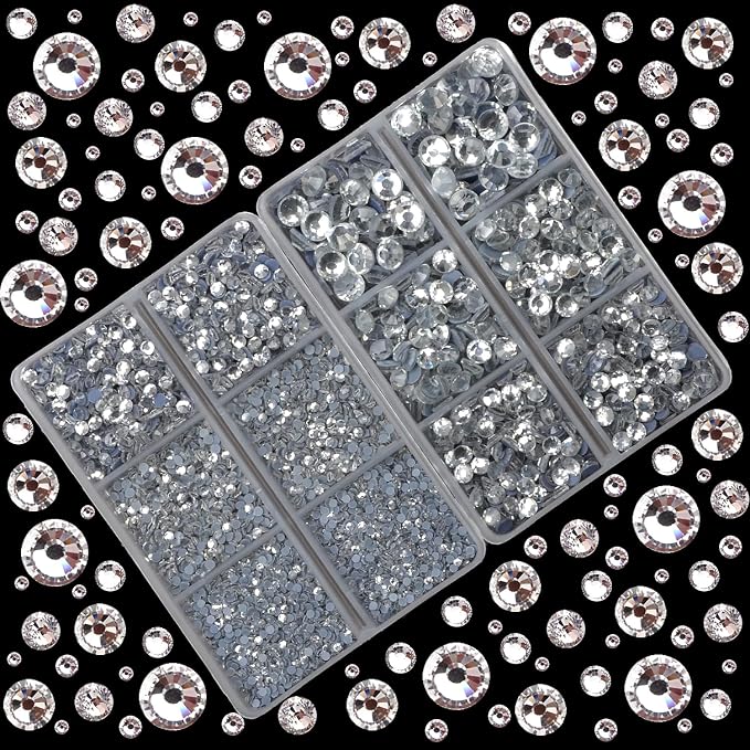 10000Pcs 2-Boxes Mixed Size Hot Fix Round Crystals Gems Glass Stones Hotfix - Image 2