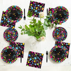 Neon Party Supplies for 24 Guests Neon Plates and Napkins Tableware Set Glow - Image 6
