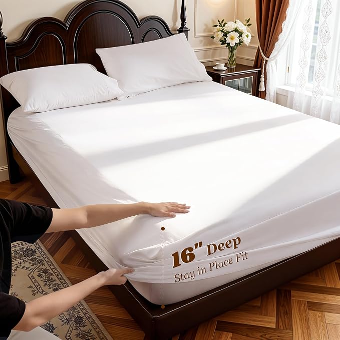 LBRO2M 1000 Thread Count 100% Cotton Sheets Set, California King Size Bed Sheet - Image 4